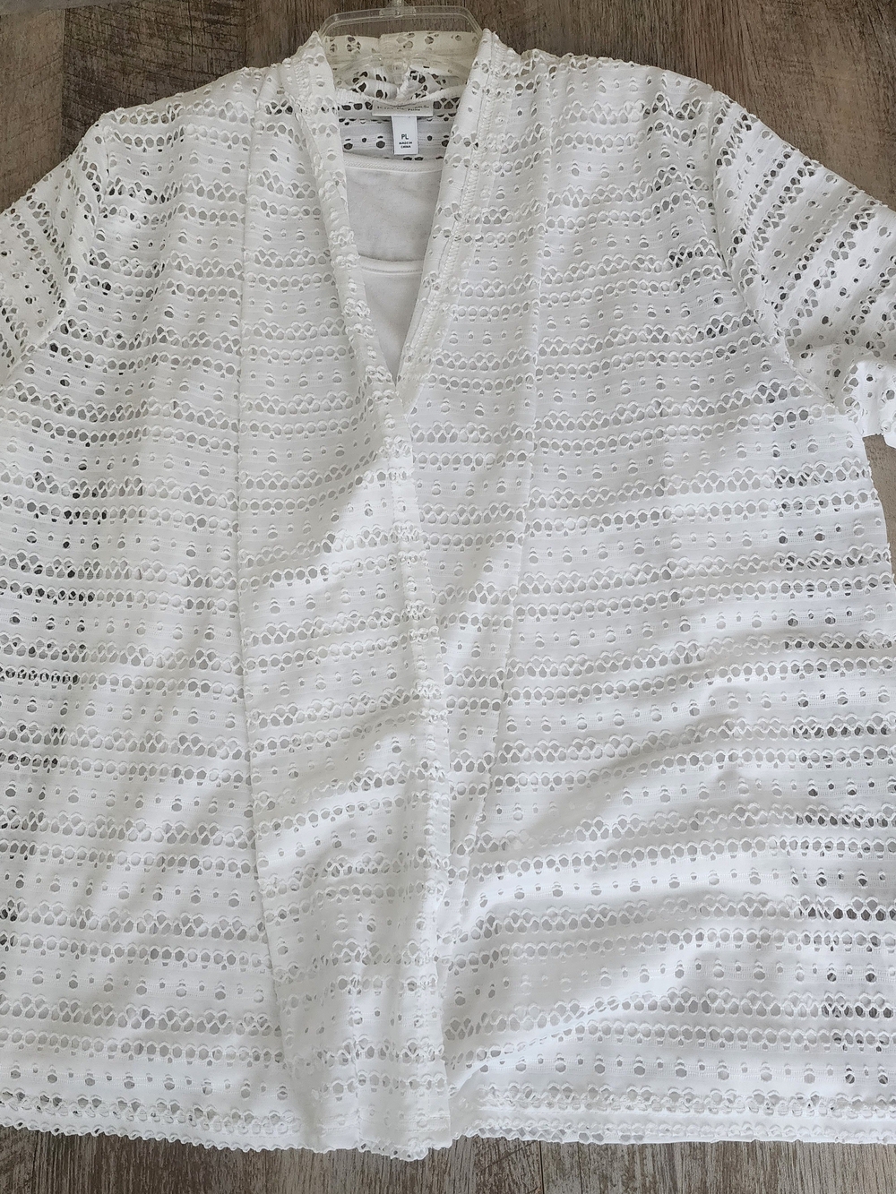 Kim Rogers White Eyelet Open-Front Blazer